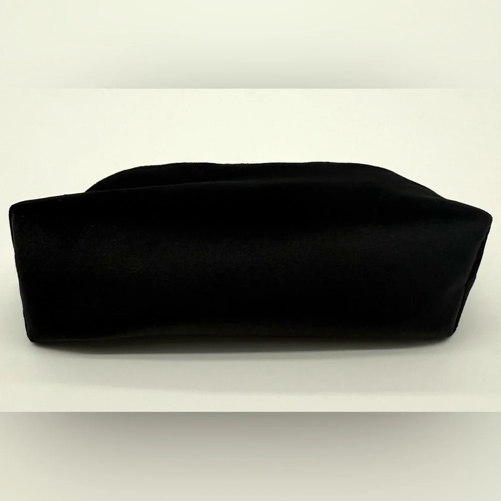 CHRISTIAN DIOR Velvet Embroidered Logo Zippered Luxury Makeup Pouch Bag OS NEW